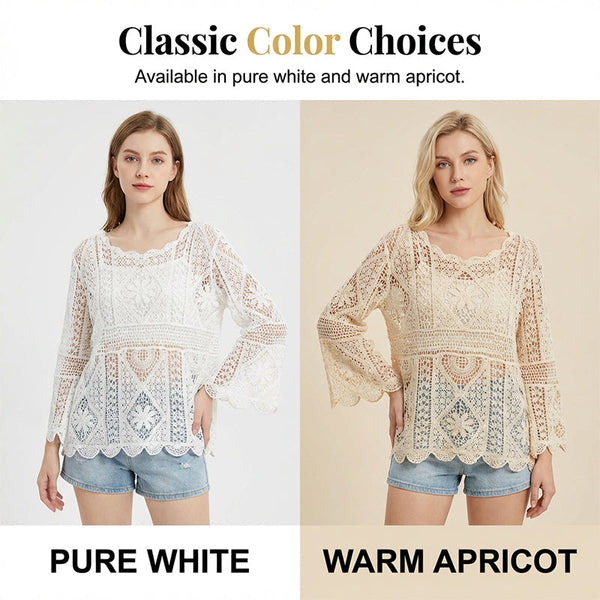 Women's Vintage-Inspired Lace Cover-Up Blouse