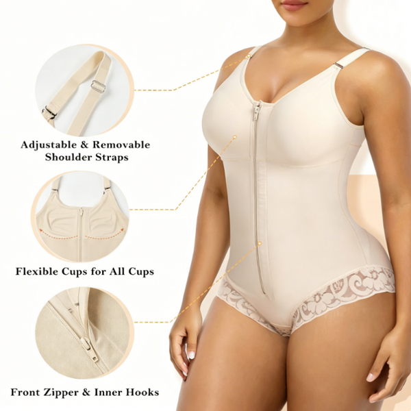 📢📢50% OFF !! ⏰ Women's Zip-Up Shapewear Bodysuit – Instant 360° Tummy Control & Lift 🩱