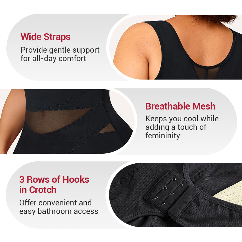 Hook-and-Eye Mesh Shapewear Bodysuit