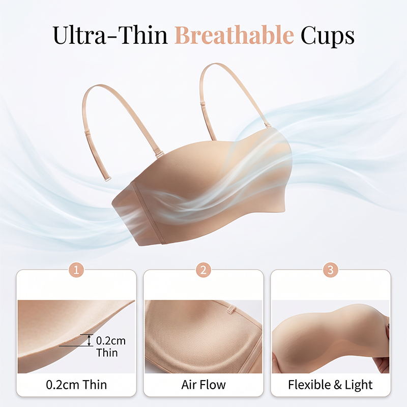 Women's Invisible Push Up Bandeau Bra