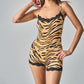 Women’s Animal Print Lace-Trim Cami Romper