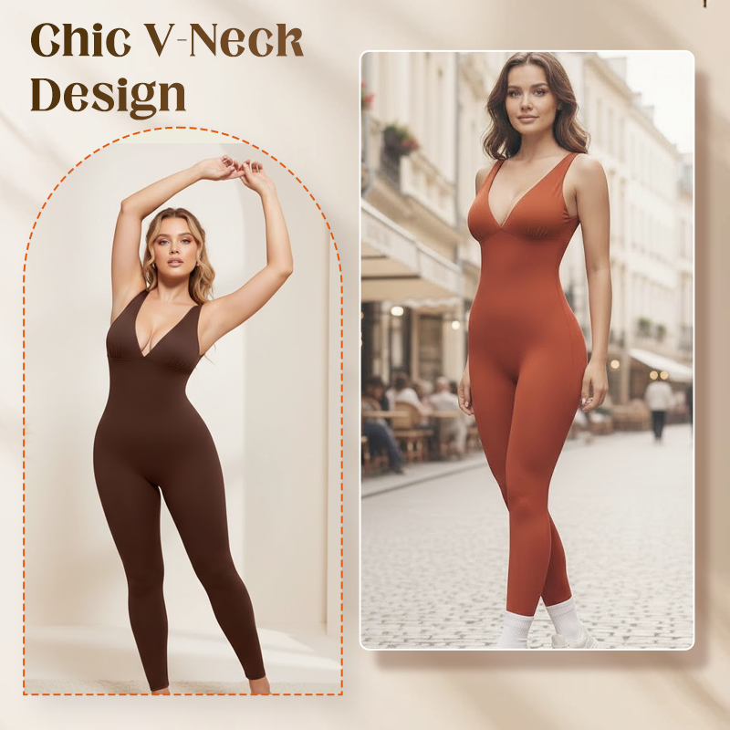🩷High-Stretch V-Neck Jumpsuit
