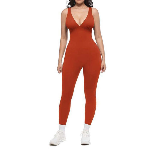 🩷High-Stretch V-Neck Jumpsuit