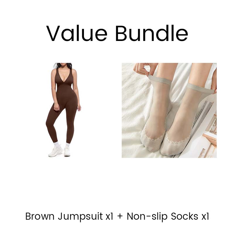🩷High-Stretch V-Neck Jumpsuit